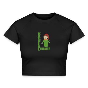 KASPERLTHEATER - Cropped Frauen Organic T-Shirt - Schwarz - Vorne - AI Model Female 172 light (172cm)