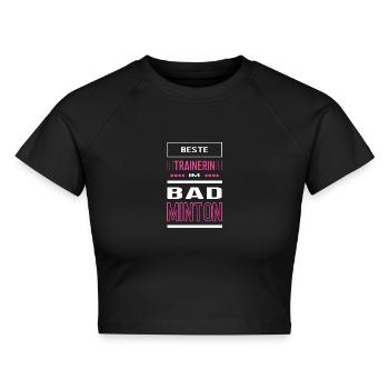Badminton Trainerin Badmintontrainerin Federball - Cropped Frauen Organic T-Shirt - Schwarz - Vorne - AI Model Female 172 light (172cm)