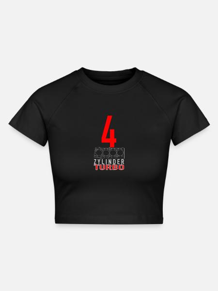 4 Zylinder Turbo - Cropped Frauen Organic T-Shirt - Schwarz