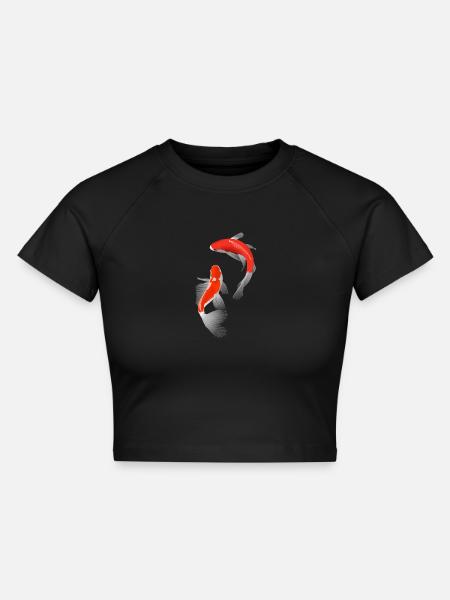 Koi - Cropped Frauen Organic T-Shirt - Schwarz