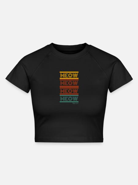MEOW - Modisch moderne Katzensprache - Cropped Frauen Organic T-Shirt - Schwarz