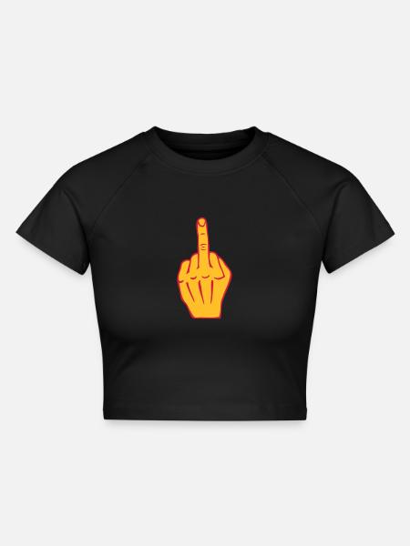 Fick Mittelfinger Beleidigung Provokation - Cropped Frauen Organic T-Shirt - Schwarz