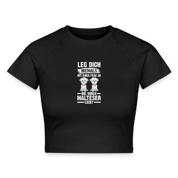 Hund Malteser - Cropped Frauen Organic T-Shirt - Schwarz - Vorne - AI Model Female 172 light (172cm)