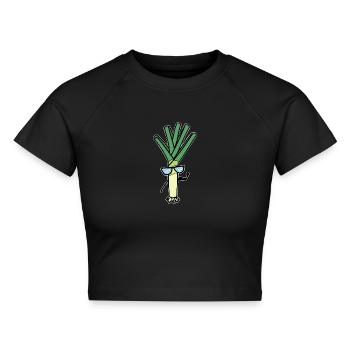 Lauch - Cropped Frauen Organic T-Shirt - Schwarz - Vorne - AI Model Female 172 light (172cm)