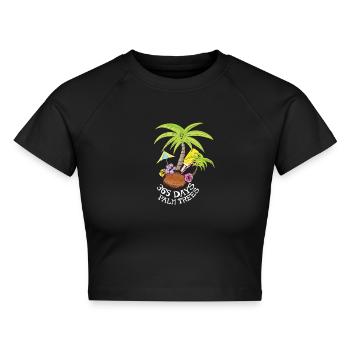 365 Days Palm Trees - Cropped Frauen Organic T-Shirt - Schwarz - Vorne - AI Model Female 172 light (172cm)