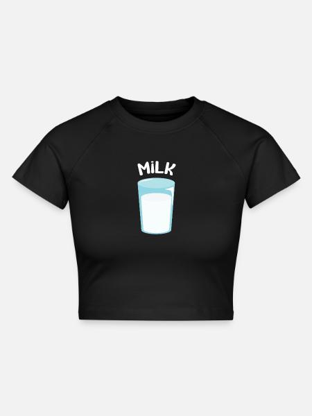 Glas Milch - Cropped Frauen Organic T-Shirt - Schwarz