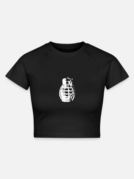 Granate weiss - Cropped Frauen Organic T-Shirt - Schwarz