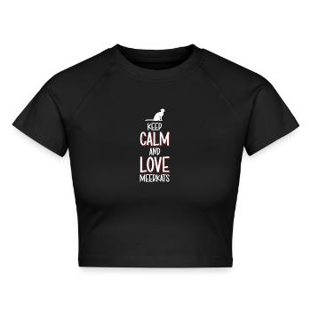 Erdmännchen Tier Lustig - Cropped Frauen Organic T-Shirt - Schwarz - Vorne - AI Model Female 172 light (172cm)