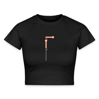 Signal Halt - Cropped Frauen Organic T-Shirt - Schwarz - Vorne - AI Model Female 172 light (172cm)