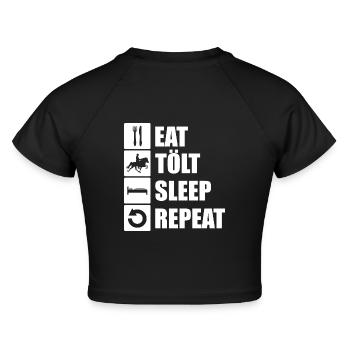 eat. tölt. sleep. repeat. - Cropped Frauen Organic T-Shirt - Schwarz - Hinten - AI Model Female 172 light (172cm)