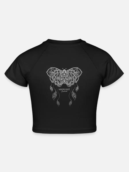 Boho Butterfly - Cropped Frauen Organic T-Shirt - Schwarz