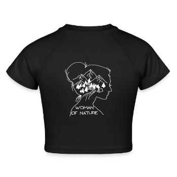 Wandern für die Seele. Woman of Nature. - Cropped Frauen Organic T-Shirt - Schwarz - Hinten - AI Model Female 172 light (172cm)