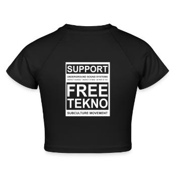 014 support free tekno - Cropped Frauen Organic T-Shirt - Schwarz - Hinten - AI Model Female 172 light (172cm)