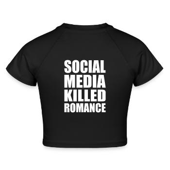 social media killed romance - Cropped Frauen Organic T-Shirt - Schwarz - Hinten - AI Model Female 172 light (172cm)