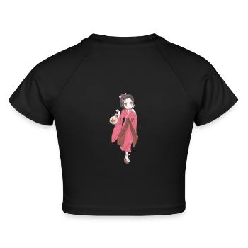 Manga - Cropped Frauen Organic T-Shirt - Schwarz - Hinten - AI Model Female 172 light (172cm)