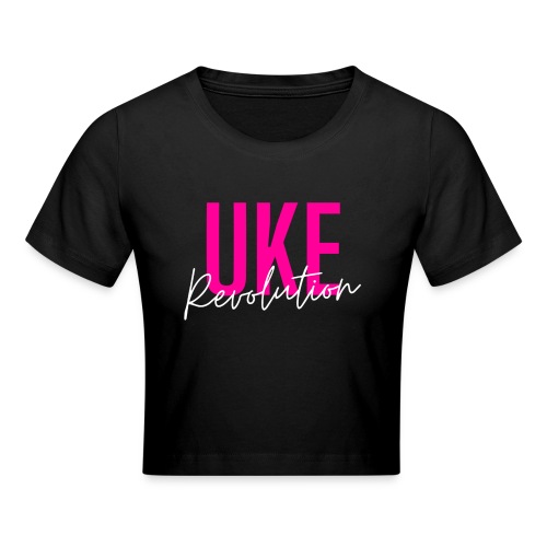 Front Only Pink Uke Revolution Name Logo - Crop T-Shirt