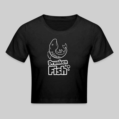 Drunken Fish Kontur Weiss - Cropped T-Shirt