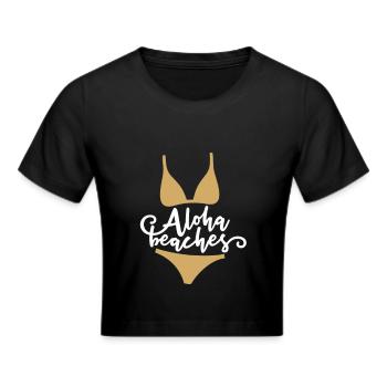Aloha Sommer Bikini Badeanzug Strand Geschenk - Frauen Cropped T-Shirt - Schwarz - Vorne - Marisol (170cm)