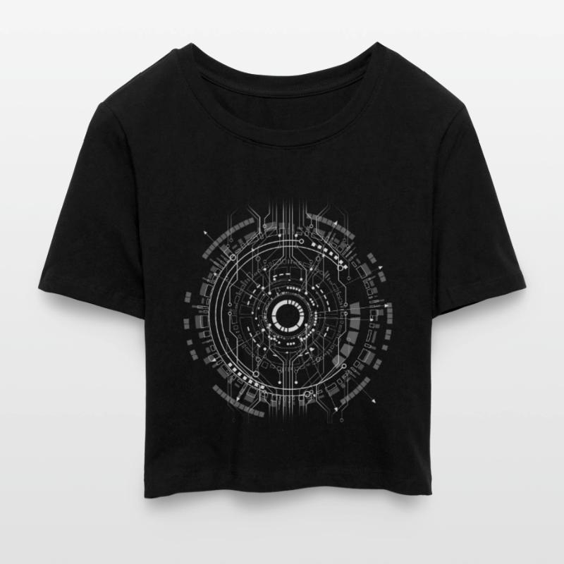computer c-base stern space cpu nerd pc coder star Frauen Cropped T-Shirt
