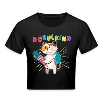 Schulstart 2023 - Design für Deinen ABC-Schützen - Frauen Cropped T-Shirt - Schwarz - Vorne - Marisol (170cm)