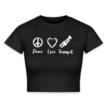 Peace Love Trumpet - Frauen Cropped T-Shirt - Schwarz - Vorne - Marisol (170cm)