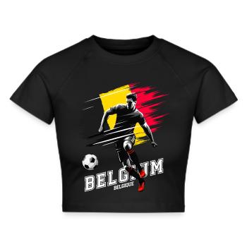 Football Belgium Belgique Flag Flag Player - Cropped T-Shirt - black - Front - Marisol (170cm)