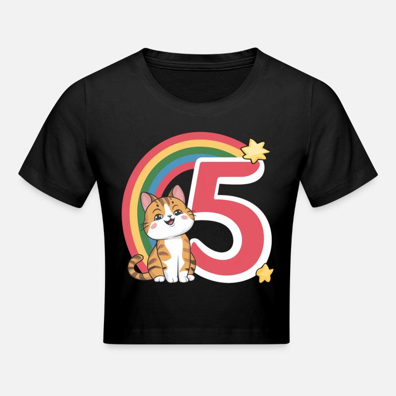 Chat mignon - 5e anniversaire - 5 ans - Crop top - noir