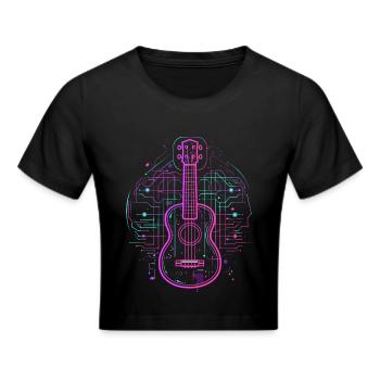 Ukulele Sketch Retro - Cropped T-Shirt - black - Front - Marisol (170cm)