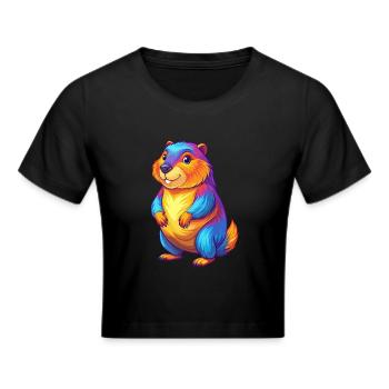 Biber Bunte Kawaii Cartoon Figur Clipart - Frauen Cropped T-Shirt - Schwarz - Vorne - Marisol (170cm)