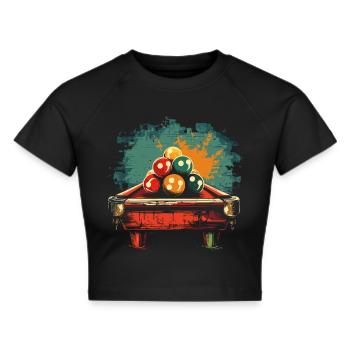 Billard Comic Stil - Frauen Cropped T-Shirt - Schwarz - Vorne - Marisol (170cm)