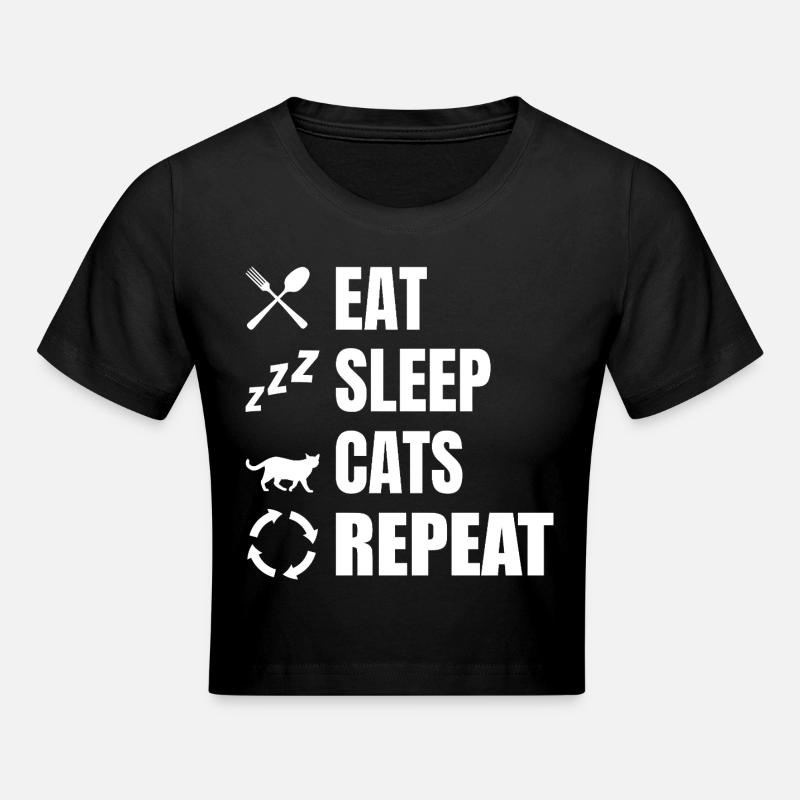 Manger dormir chats répéter - Crop top - noir