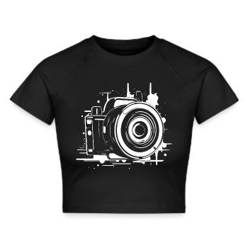 Fotokamera - Frauen Cropped T-Shirt - Schwarz - Vorne - Marisol (170cm)