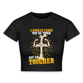 Beinbruch Gebrochener Oberschenkel - Frauen Cropped T-Shirt - Schwarz - Vorne - Marisol (170cm)
