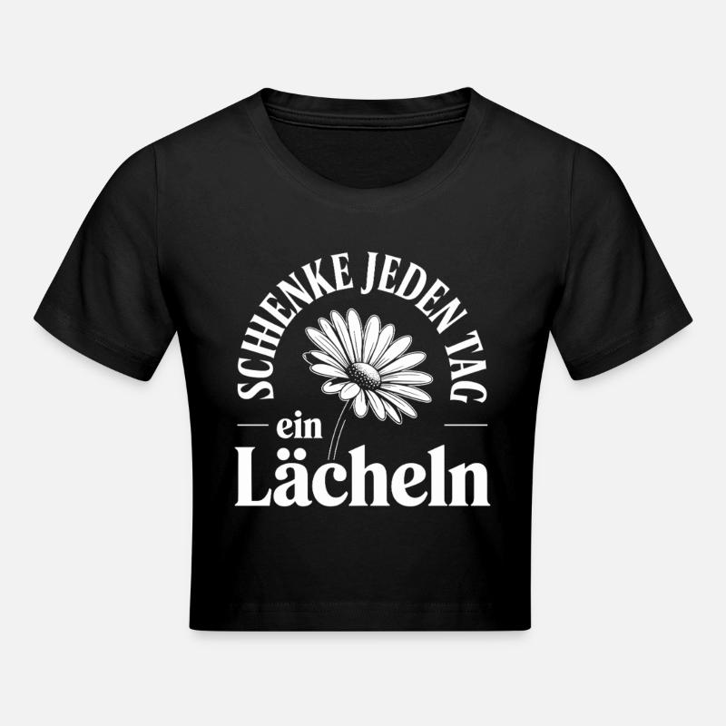 Offrez un sourire chaque jour avec une fleur - Crop top - noir
