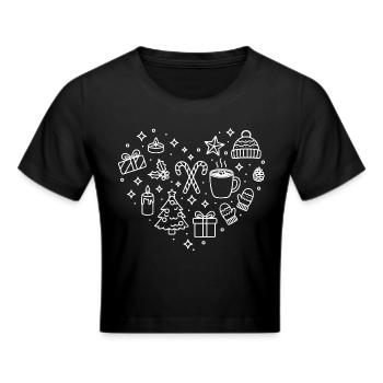 Christmas Heart X-Mas Heart Shape Christmas Heart - Cropped T-Shirt - black - Front - Marisol (170cm)