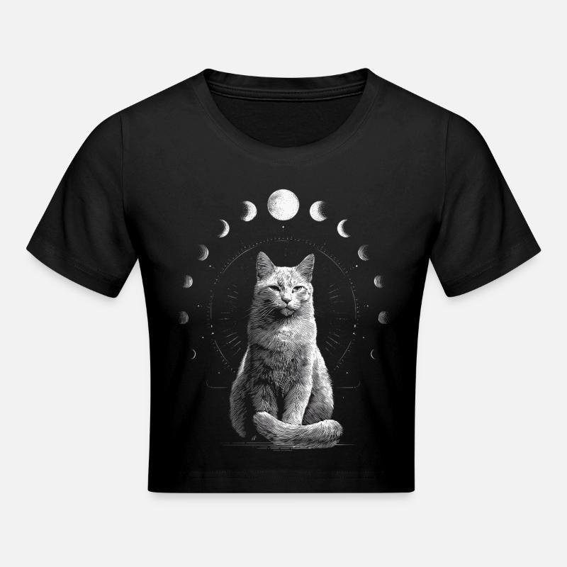 Phase de lune chat Lune Cat Lover Design - Crop top - noir