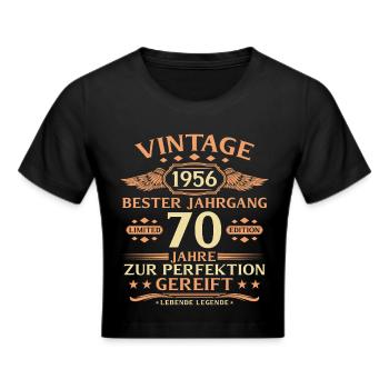 70. Geburtstag Lebende Legende seit 1956 - Frauen Cropped T-Shirt - Schwarz - Vorne - Marisol (170cm)