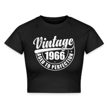 Geburtstagsgeschenk 1966 Jahrgang 1966 Retro 1966 - Frauen Cropped T-Shirt - Schwarz - Vorne - Marisol (170cm)