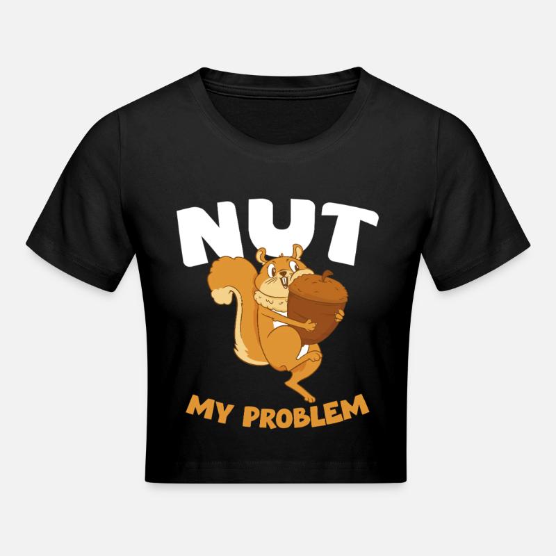 NØD MIT PROBLEM Egern - Cropped T-Shirt - sort