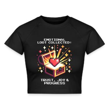 Emotional Loot | Progress in Social Work - Cropped T-Shirt - black - Front - Marisol (170cm)