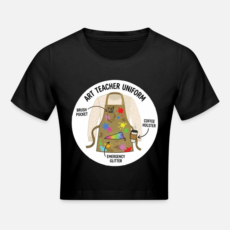 Motif créatif de l’uniforme d’enseignant d’art - Crop top - noir