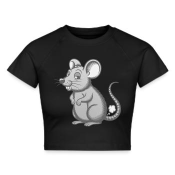 Furzende Maus furzen pupsen Pups Furz Mäuschen - Frauen Cropped T-Shirt - Schwarz - Vorne - Marisol (170cm)