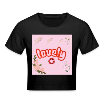 Lucky Neon Floral on Pink - Cropped T-Shirt - black - Front - Marisol (170cm)