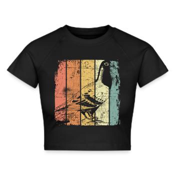 Brieftaube - Frauen Cropped T-Shirt - Schwarz - Vorne - Marisol (170cm)