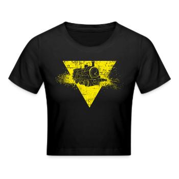 Lokomotive Eisenbahn - Frauen Cropped T-Shirt - Schwarz - Vorne - Marisol (170cm)