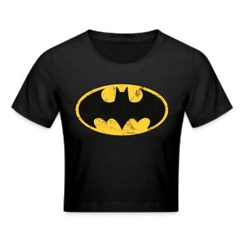 DC Comics Batman Logo Used Look - Cropped T-Shirt - black - Front - Marisol (170cm)