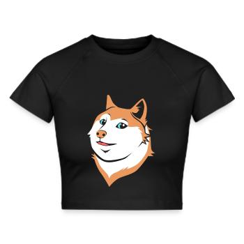 Akita Inu Japanischer Hunderasse Köter Hundekopf - Frauen Cropped T-Shirt - Schwarz - Vorne - Marisol (170cm)