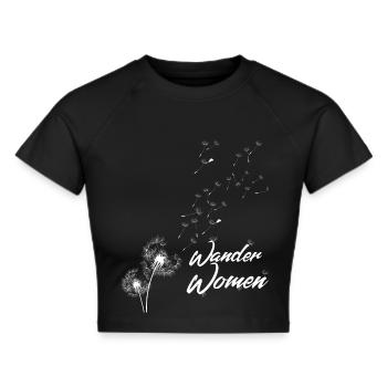 Wander Women Pusteblume night of light - Frauen Cropped T-Shirt - Schwarz - Vorne - Marisol (170cm)