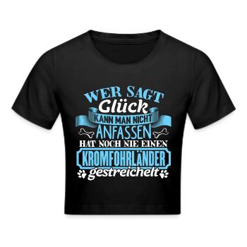 KROMFOHRLÄNDER - Glück zum anfassen - Frauen Cropped T-Shirt - Schwarz - Vorne - Marisol (170cm)