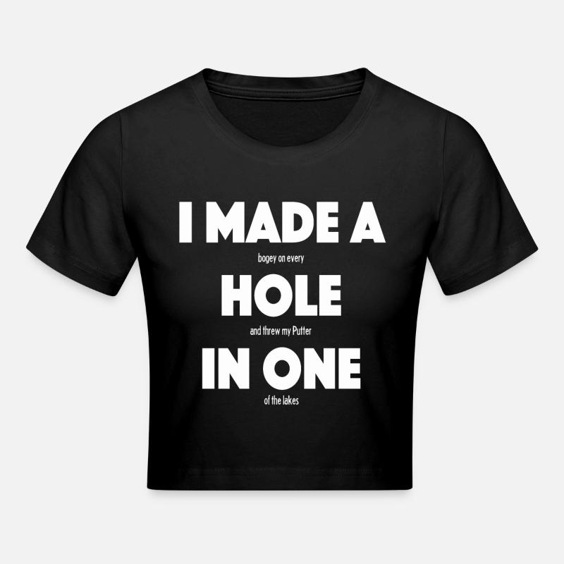 Disc golf, disc golf, golf, hole in one, funny - Cropped T-Shirt - black